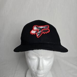 Fox Racing Trucker Hat Black Red Fox Head 100% Cotton OSFA